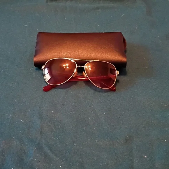 Coach Burgundy Aviator Sunglasses - Picture 3 of 5